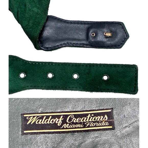 80s Waldorf Creations Green Suede Belt – Super Wide Statement Luxe | M/L - Picture 5 of 14